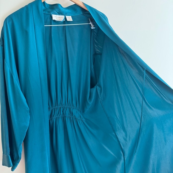 Vintage Gold Label Victoria's Secret Silk Robe Size S Green - Picture 5 of 11